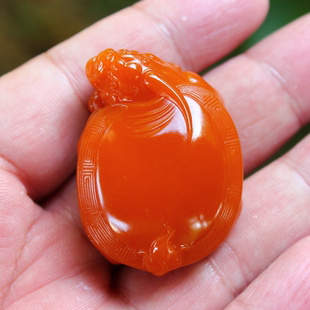 天然新疆和田玉黄沁籽料白玉龙龟挂件吊坠送证书