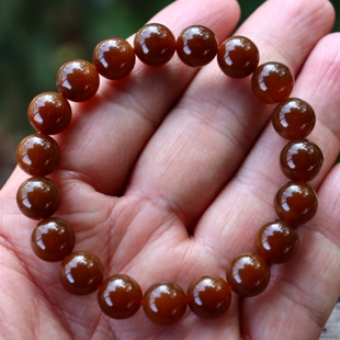 天然新疆和田玉糖玉糖料男士圆珠手链女士手串送证书