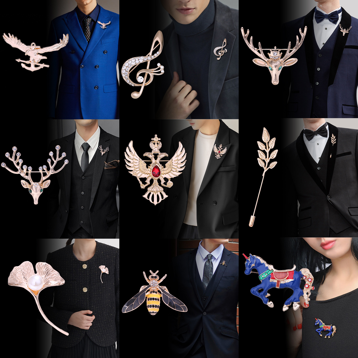 欧美合金情侣新款胸针徽章