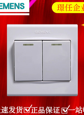 西门子开关插座 品宜白二开单控带荧光 86型 家用 5TA06213NC01