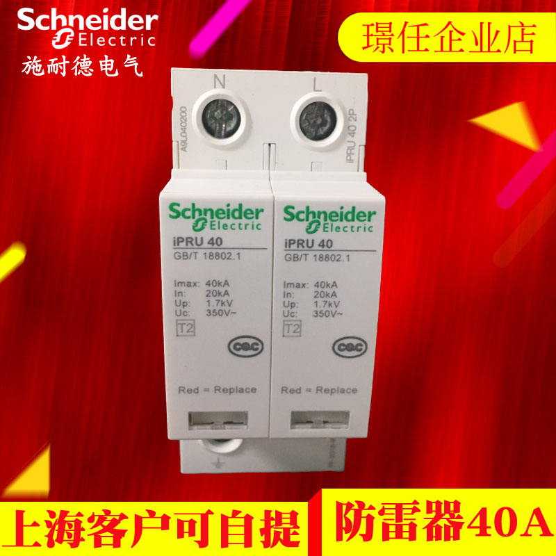 施耐德浪涌保护器 防雷 IPRU 2P40KA 220V 家用避雷器电涌保护器