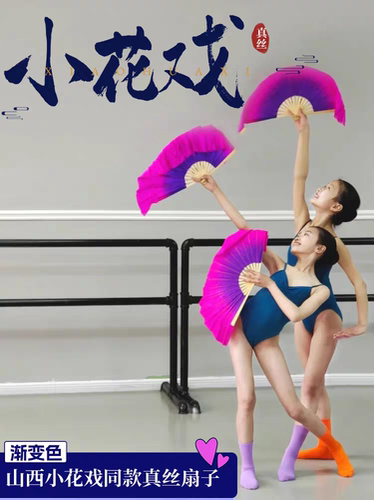 真丝国产舞蹈扇子小花大戏双面