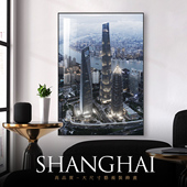 上海城市风景装 饰画建筑画夜景摄影画深圳挂画入户玄关画落地画