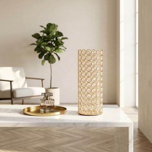 金色水晶仿真花瓶婚礼路引摆件