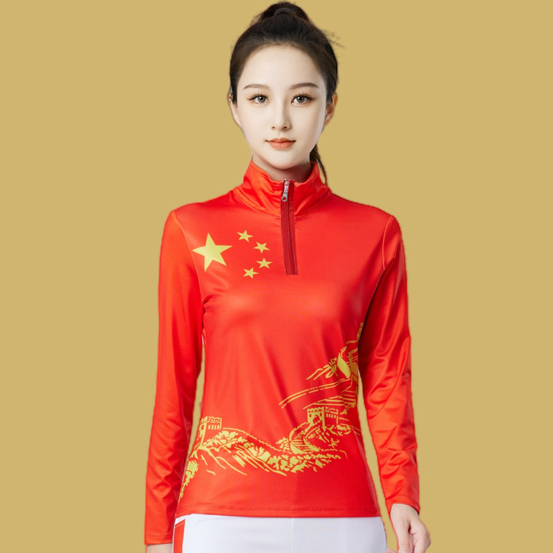 广场舞服装新款上衣舞蹈服健身团队表演服中老年运动健走柔力球服