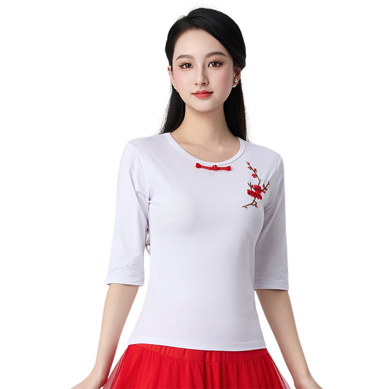 春夏中袖广场舞服装新款上衣舞蹈服中老年团队表演服装跳舞衣服女