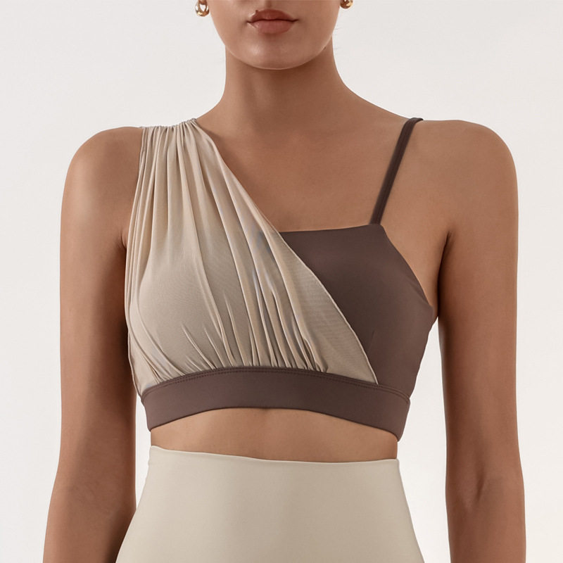 运动文胸女 含胸垫瑜伽健身训练网纱拼接撞色高弹速干裸感bra,运动/瑜伽/健身/球迷用品,瑜伽背心,淘宝优惠券,粉丝福利购,淘宝优惠卷