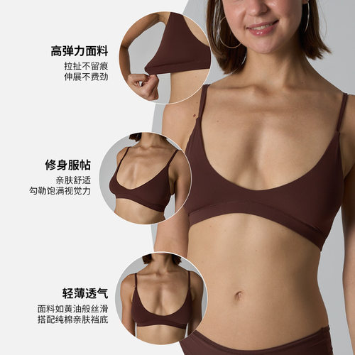 Triangle bralette无钢圈超薄运动内衣双层裸感性感深V无痕文胸