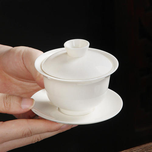 薄胎茶具羊脂玉瓷白瓷茶碗敬盖碗