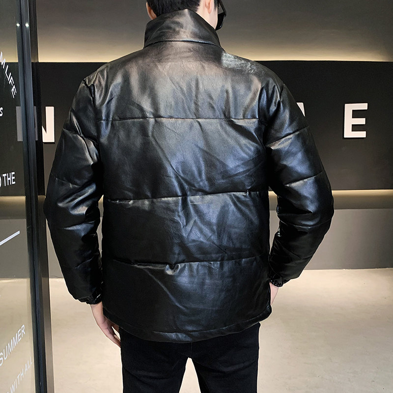 MY8900P135控175冬季男士皮外套简约纯色加厚保暖棉衣皮棉袄男,男装棉衣,星座1101-1