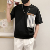 9525-P48控682025春夏新款阔版短袖T恤男时尚宽松体恤衫休闲潮黑，男装T恤，星座1101-1