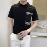 PL1109-P58控78时尚短袖翻领T恤男2025夏款韩版潮流休闲POLO衫黑，男装Polo衫，星座1101-1