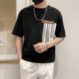 9525-P48控682025春夏新款阔版短袖T恤男时尚宽松体恤衫休闲潮黑，男装T恤，星座1101-1