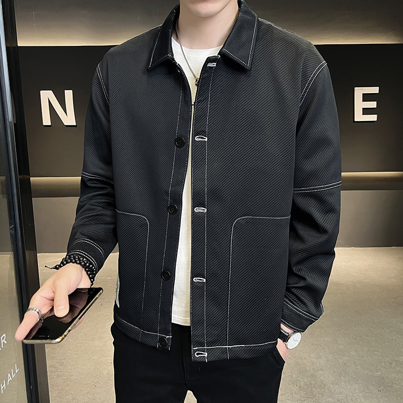 JK6656P108控1482025春季男夹克外套工装上衣修身翻领明线简约，男装夹克，星座1101-1