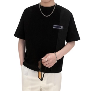 T9556-P55控75夏季宽松休闲短袖T恤男士百搭时尚体恤衫潮半袖白色图片