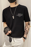 6636P45控682025夏季男短袖青年百搭体恤日系宽松潮流印花T恤黑，男装T恤，星座1101-1