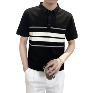 PL1139-P58控78 2025春夏新款短袖POLO衫男休闲百搭短袖翻领T恤黑图片