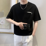 T8031-P48控68宽松简约款百搭男士短袖T恤时尚休闲体恤衫潮半袖黑，男装T恤，星座1101-1