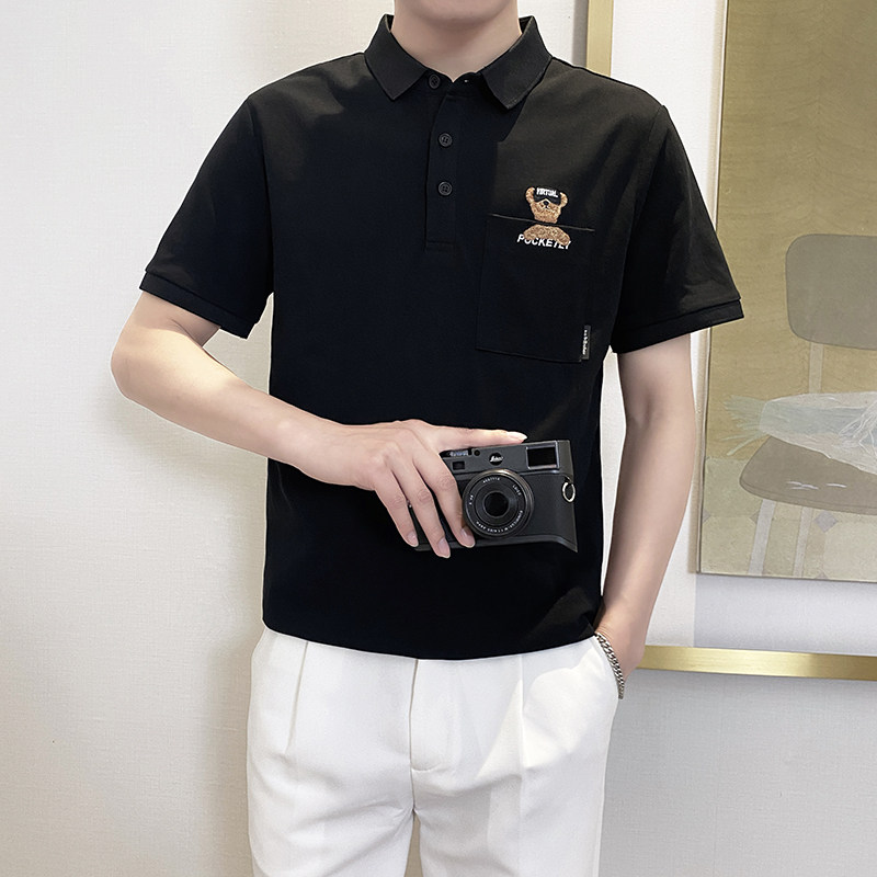 PL1135-P58控782025春夏新款韩版POLO衫男士短袖翻领T恤保罗衫黑,男装T恤,星座1101-1