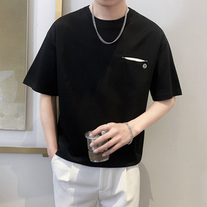 T8031-P48控68宽松简约款百搭男士短袖T恤时尚休闲体恤衫潮半袖夏图片