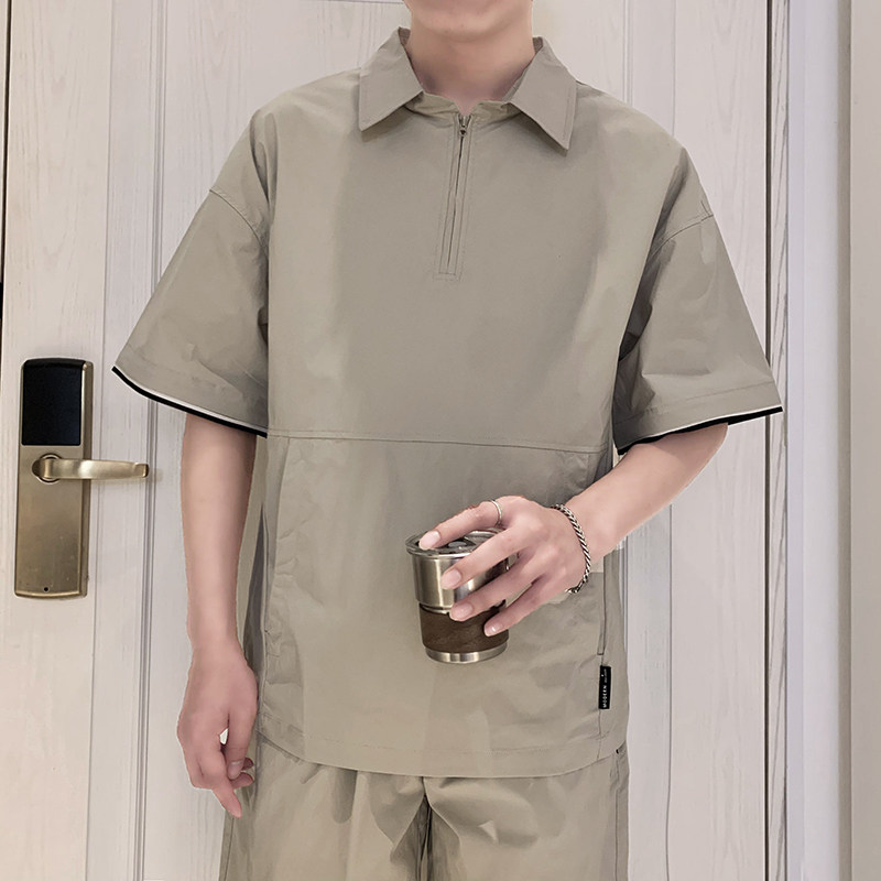 T1921-P70控90短袖衬衣男2025夏季新款翻领短袖T恤时尚POLO衫男装,男装Polo衫,星座1101-1