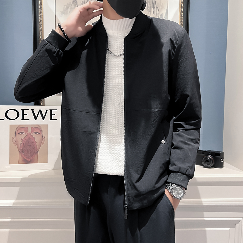 JK2202P88控118男士百搭外套简约男装新款春季上衣潮流夹克衫黑，男装夹克，星座1101-1