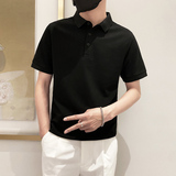 6888特P38控58抖音不起球不褪色不变形9色纯色POLO衫男短袖黑，男装T恤，星座1101-1