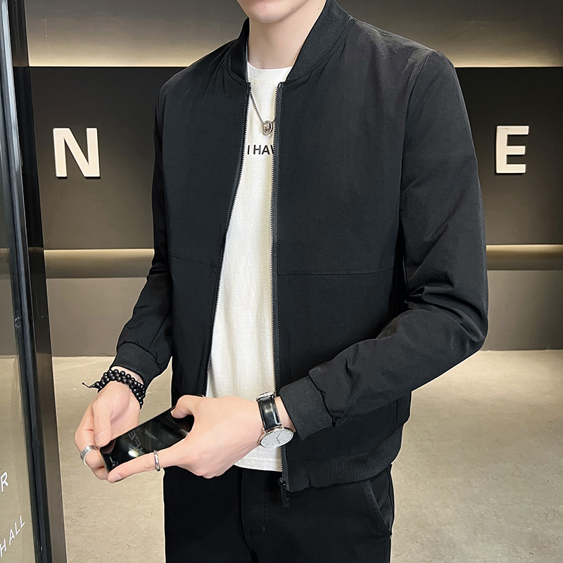 JK2202P88控118男士百搭外套简约男装新款春季上衣潮流夹克衫黑，男装夹克，星座1101-1