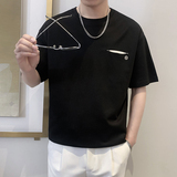 T8031-P48控68宽松简约款百搭男士短袖T恤时尚休闲体恤衫潮半袖黑，男装T恤，星座1101-1
