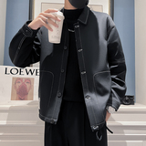 JK6656P108控1482025春季男夹克外套工装上衣翻领明线简约黑色，男装夹克，星座1101-1