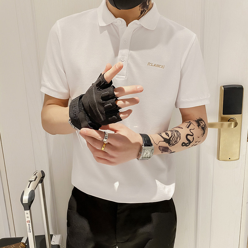 6675P55控782025夏季男装修身短袖翻领POLO衫刺绣保罗衫短袖T恤,男装T恤,星座1101-1