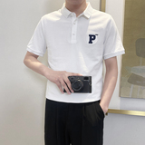 PL1116-P58控78翻领短袖T恤男士2025夏新款POLO衫时尚潮流韩版白，男装Polo衫，星座1101-1