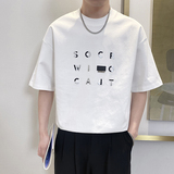 T9555-P55控75时尚立体字母短袖T恤男士2025春夏新款宽松体恤衫白，男装T恤，星座1101-1