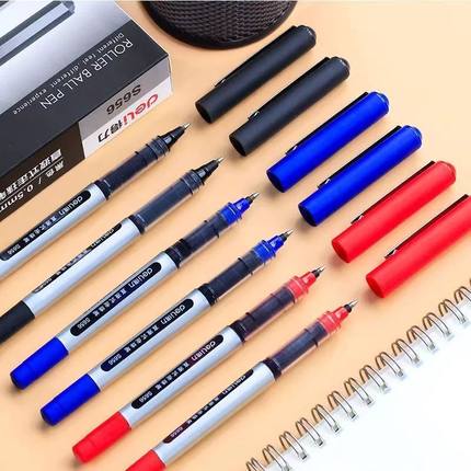 得力直液式走珠笔高颜值针管型学生用S656水笔签字商务办公文具笔