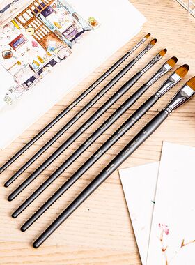 得力73894舌型尼龙画笔6支装水粉笔丙烯笔水彩油画笔初学者艺考生