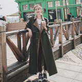 军绿色欧货工装风衣外套女春秋2025年新款气质中长款英伦复古大衣，女装风衣，浙宝217