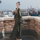 军绿色欧货工装风衣外套女春秋2025年新款气质中长款英伦复古大衣，女装风衣，浙宝217