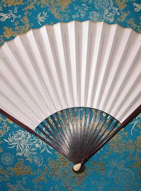 红木紫檀木苏工文玩素面宣纸书画用中华夏日折扇古典礼品九寸扇子