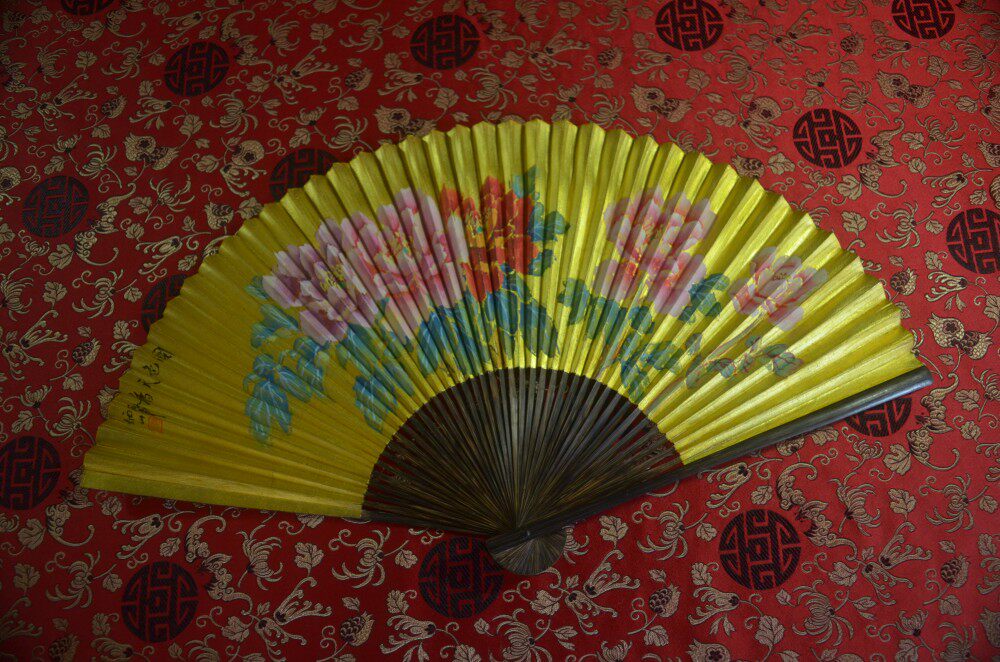 正宗 全棕竹 泥金扇 戏曲艺表演梅派 花旦手绘画 古典折叠扇