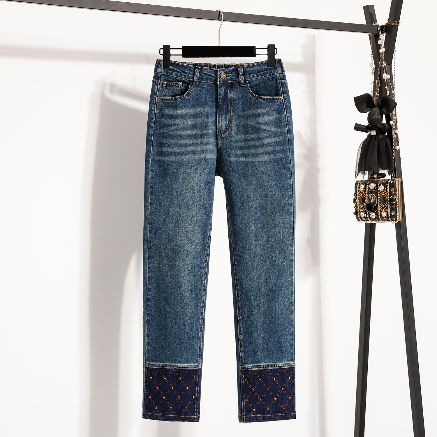九分直筒牛仔裤女春秋烟管裤2026法棍裤子大码胖mm显瘦百搭铅笔裤,女装/女士精品,大码裤装,淘宝优惠券,粉丝福利购,淘宝优惠卷