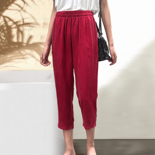 休闲垂感裤 九分八分韩版 子女夏 宽松小脚哈伦裤 小个子真铜氨丝女裤