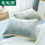 Mưa phùn flannel đệm gối cặp đôi mùa thu và mùa đông ấm áp khăn gối san hô lông cừu đôi gối khăn - Khăn gối vỏ ga gối