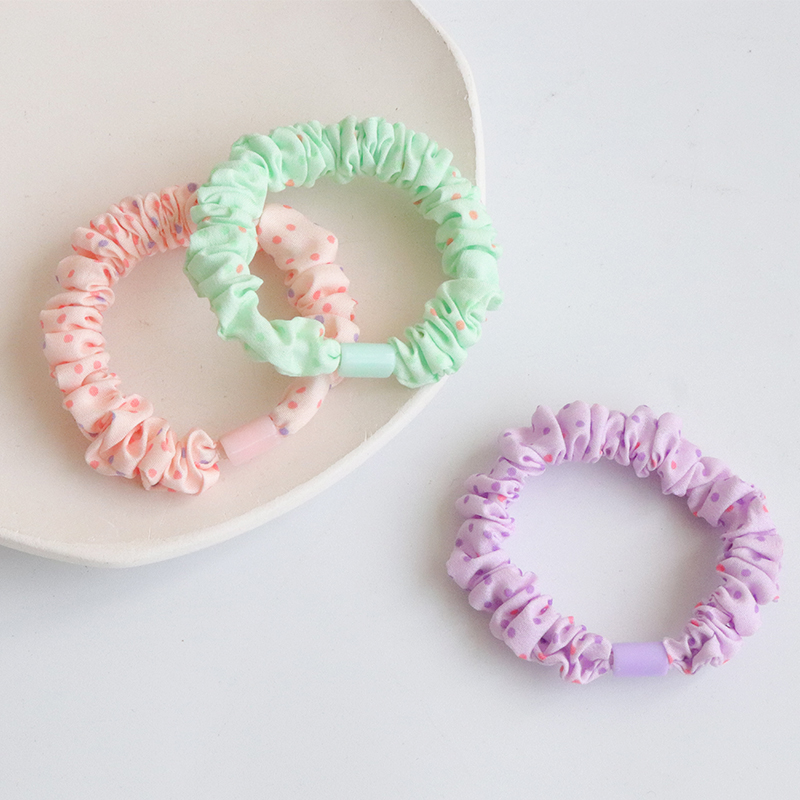 小肠发圈高弹力耐用糖果色波点皮筋韩扎头绳夏季高马尾森女系发饰