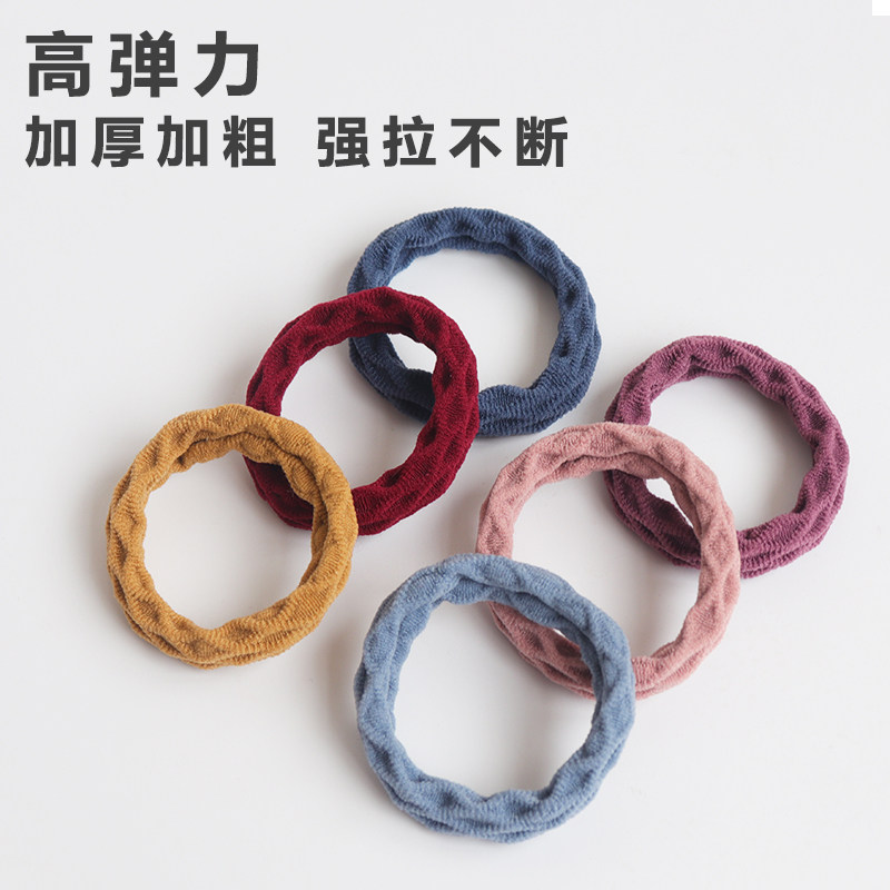 高弹力发绳皮筋耐用无接缝女扎头饰韩版加厚加粗糖果色毛巾圈马尾