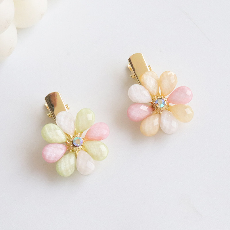 水钻梅花鸭嘴夹甜美网红花朵边夹少女可爱小巧精致发卡简约刘海夹