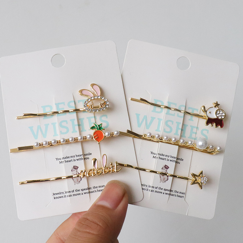 水钻发夹珍珠一字夹高级爱心侧边