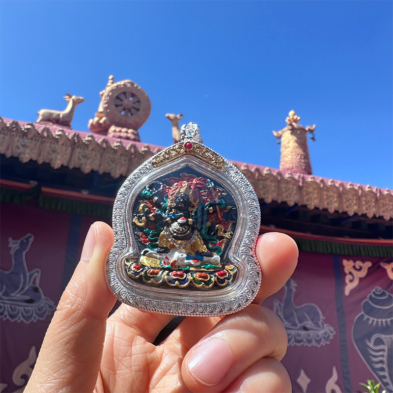 古法手绘大黑天黄财扎基拉姆黑财