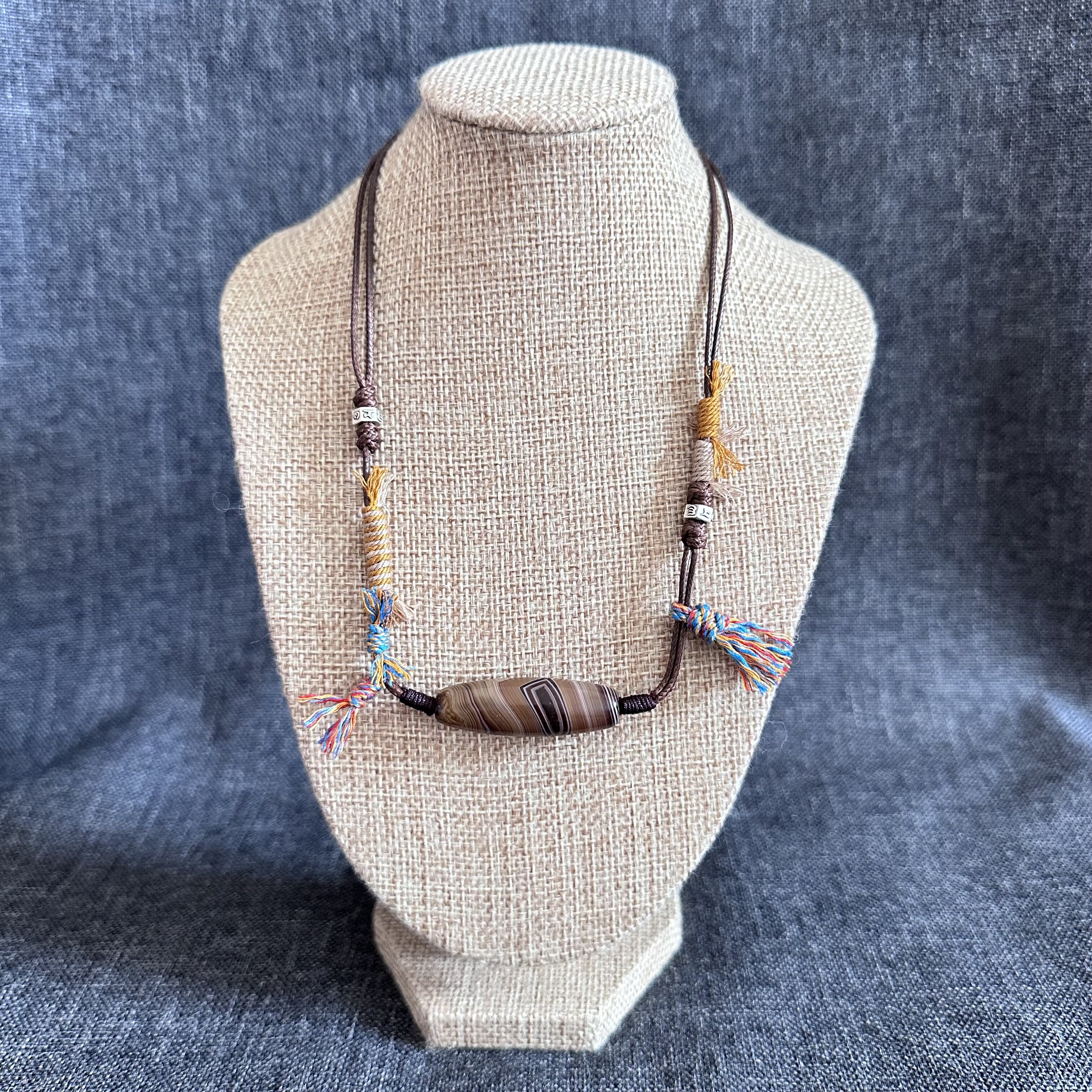 老钱风 原创设计藏式缠丝玛瑙天珠锁骨链项链 多样性发货