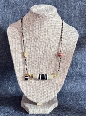 原创设计 台珠奶白线珠七线珠三色线珠天珠玛瑙藏式锁骨链项链