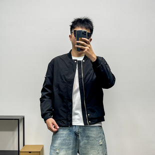 立领纯色夹克外套男2023春秋季 上衣 棒球服飞行员潮流休闲修身 短款